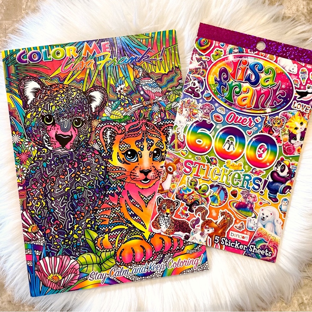 Lisa Frank Stay Calm & Keep Coloring Adult Coloring Book, 600+ Sticker Bundle